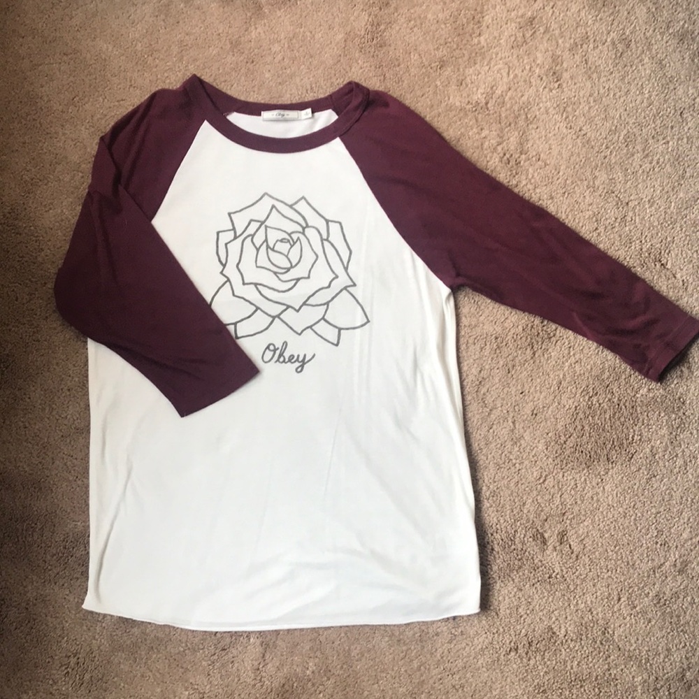 Obey 3/4 sleeve rose shirt